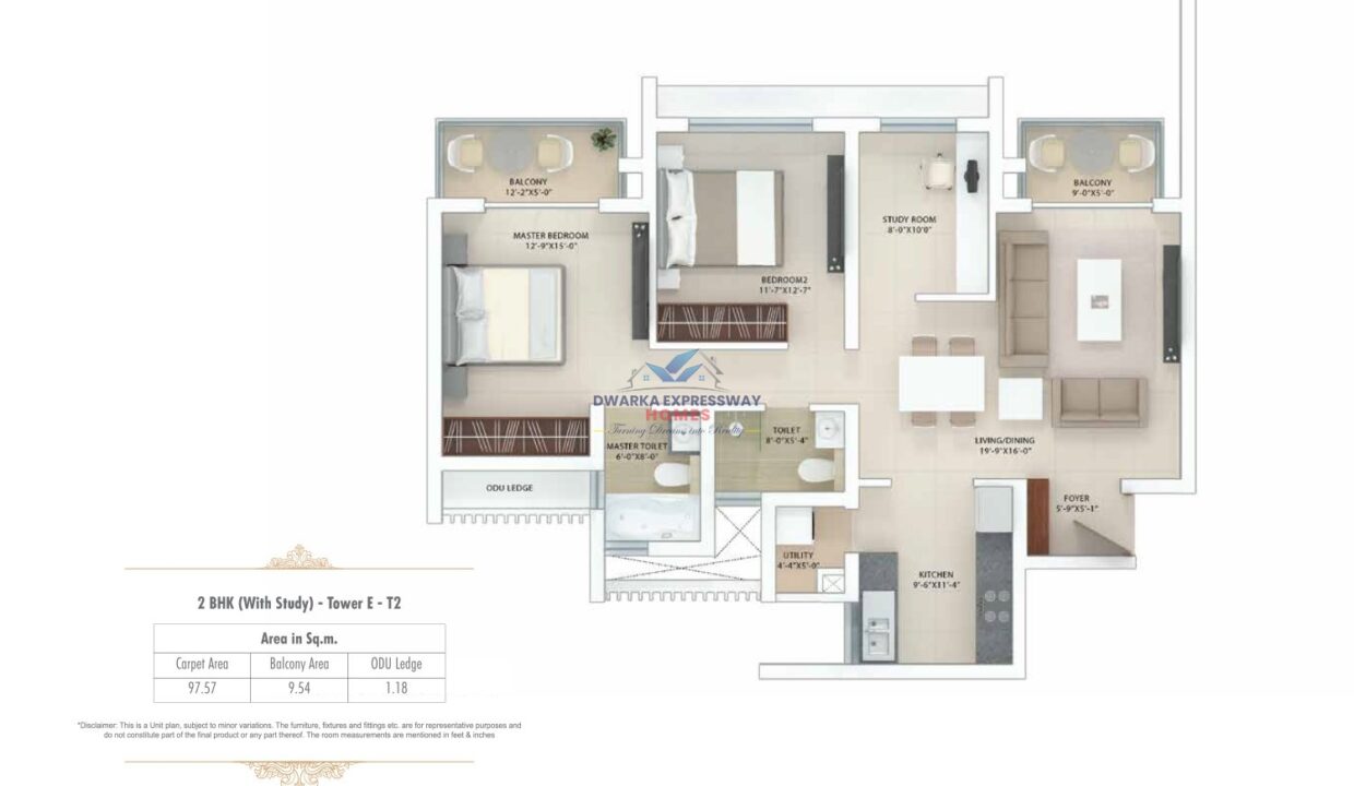 1788344772 bhk+ study floor-plan Tatagurgaon gateway